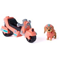 Orange Paw Patrol Liberty motorcycle with silver accents and matching Liberty figure wearing a helmet.