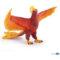 Hand painted Papo Phoenix figure with vibrant orange and yellow feathers, outstretched wings, and detailed texture.