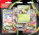 "Pokémon TCG Mega Evolution Triple Pack with foil promo card and three colorful booster packs in a black blister pack"
