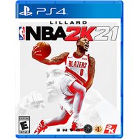Sony NBA 2K21 Standard PlayStation 4 game case with basketball player in red jersey on white background.