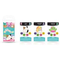 Squishmallows Top Trumps card game with colorful cartoon characters and stats on each card, in a clear plastic case.