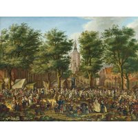 "The Grote Markt at The Hague 1000 piece jigsaw puzzle featuring a bustling market scene with trees and historic buildings"
