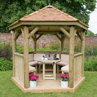 10'x9' (3x2.7m) Luxury Wooden Furnished Garden Gazebo with New England Cedar Roof - Seats up to 10 people - image 2