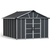11' x 13.1' Palram Canopia Yukon Premium Dark Grey Skylight Plastic Shed with WPC Floor (3.32m x 3.93m) - image 2