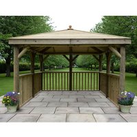 11'x11' (3.5x3.5m) Square Wooden Garden Gazebo with Timber Roof - image 2