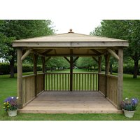 11'x11' (3.5x3.5m) Square Wooden Garden Gazebo with Traditional Timber Roof - image 2