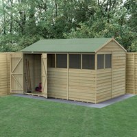 12' x 8' Forest 4Life 25yr Guarantee Overlap Pressure Treated Double Door Reverse Apex Wooden Shed - 6 Windows (3.6m x 2.61m) - image 2