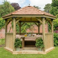 12'x10' (3.6x3.1m) Luxury Wooden Furnished Garden Gazebo with New England Cedar Roof - Seats up to 10 people - image 2