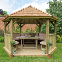 13'x12' (4x3.5m) Luxury Wooden Furnished Garden Gazebo with New England Cedar Roof - Seats up to 15 people - image 2