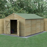 15' x 10' Forest 4Life 25yr Guarantee Overlap Pressure Treated Windowless Double Door Apex Wooden Shed (4.48m x 3.21m) - image 2