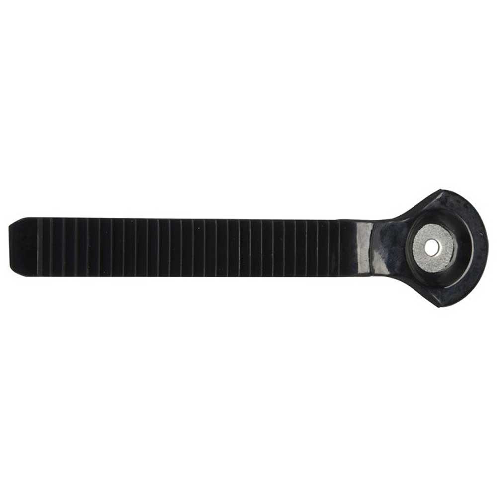 Black calf strap for Alpinestars SMX Plus, featuring a textured surface with horizontal grooves and a circular hole at one end for secure attachment.