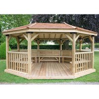 20'x15' (6x4.7m) Premium Oval Wooden Garden Gazebo with New England Cedar Roof - Seats up to 27 people - image 2
