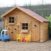 6' x 10' Traditional 2 Storey Kids Wooden Playhouse with Garage (1.83x3.05m) - image 2