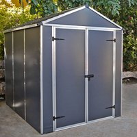 6' x 8' Palram Canopia Rubicon Multi-Wall Premium Dark Grey Plastic Shed (1.85m x 2.28m) â includes free shelf - image 2