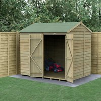 8' x 6' Forest 4Life 25yr Guarantee Overlap Pressure Treated Windowless Double Door Reverse Apex Wooden Shed (2.42m x 1.99m) - image 2