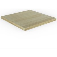 Wooden 8' x 8' patio deck kit with smooth, light brown planks and square shape, by Forest Garden.