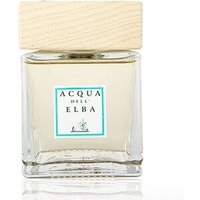 Clear glass Acqua dell'Elba floral diffuser with wooden cap, 500 ml, featuring a turquoise label.