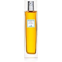 Tall, clear glass bottle of Acqua dell'Elba Citrus Room Spray with silver spray nozzle and yellow liquid.