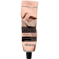 Aesop Resurrection Aromatique Hand Balm, 75 ml, in a pink tube with black text and black twist cap.
