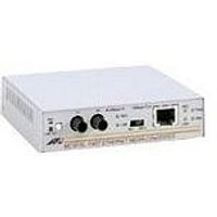 Allied Telesis AT-MC101XL media converter, white box with ports, LED indicators, and logo on front panel.