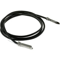Black Allied Telesis 1m QSFP+ cable with silver connectors, coiled and ready for InfiniBand/fibre optic use.
