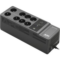 Black APC BE850G2-FR UPS with eight outlets, LED indicators, and APC logo on the side.