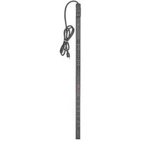 Black APC Rack PDU, Zero U, 30A, 200/208V with 20 C13 and 4 C19 outlets, long vertical design, attached power cord.