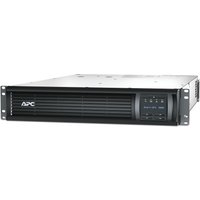 Black APC SMT3000RM2UC UPS with LCD display, rack-mountable design, and vented front panel.