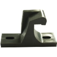 Black metal cash box tray accessory with a curved hook and two mounting holes.