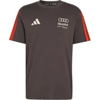 Gray Audi Formula One Team T-shirt by Adidas, red stripes on sleeves, Audi and Adidas logos on chest.