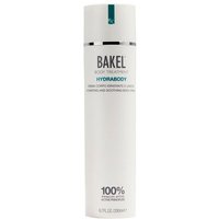 White Bakel Hydrabody 200 ml moisturizing body cream in a sleek cylindrical bottle with blue text.