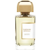 Clear glass bottle of Bdk Tubereuse Imperiale Eau de Parfum with gold cap and white label, 100 ml size.