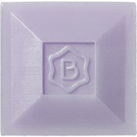 Lavender square soap with embossed "B" in a star-shaped frame, Benamor Jacaranda Cleansing Hands Soap, 100g.