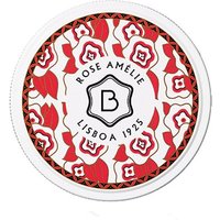 Benamor Rose Amelie Body Butter, 200 ml, round tin with red and white floral design and black text.