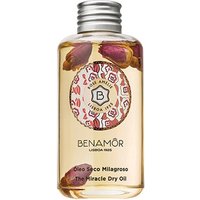 Benamor Rose Amelie Body Oil 100 ml, clear bottle with rose petals and decorative label.