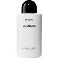 White Byredo Blanche Body Lotion bottle with black cap and minimalist text design, 225 ml size.