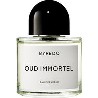 Byredo Oud Immortel Eau de Parfum 100 ml bottle with black cap and white label, unisex woody fragrance.