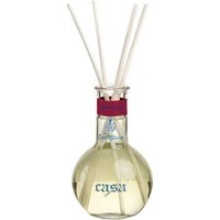 Carthusia Gemme di Sole diffuser, clear round bottle with red neck, white reeds, 100 ml woody fragrance.