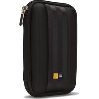 Black Case Logic hard drive case with zipper closure and textured stripe design.