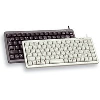 Grey Cherry Compact keyboard with USB and PS/2 connectors, QWERTY layout, slim design, and black keys.