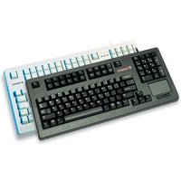 Black CHERRY TouchBoard G80-11900 USB keyboard with integrated touchpad and Swiss layout.