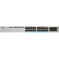 Cisco C9300L-24P-4X-A network switch, white, 24 Ethernet ports, 4 uplink ports, rack-mountable design.