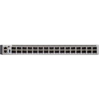 Cisco Catalyst 9500 switch, grey, 32-port 100G, rack-mountable, vented front panel, LED indicators.
