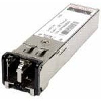 Cisco GLC-BX-U network media converter, silver rectangular module with black port and label on top.