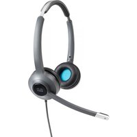 Cisco Headset 522, wired dual on-ear with black cushioned ear pads, adjustable headband, and USB-C adapter.