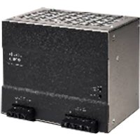 Cisco PWR-IE480W-PCAC-L= power supply, black and silver, with vented top and connection ports at the bottom.