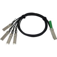 Black Cisco QSFP-4xSFP10G cable with four silver connectors on one end and a single connector on the other.