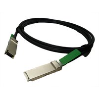 Black Cisco QSFP-H40G-CU0-5M cable, 0.5m length, with silver QSFP+ connectors and green pull-tabs.