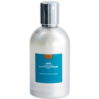 Silver bottle of Amour de Cacao Eau de Toilette, blue label, silver cap, 100 ml, by Comptoir Sud Pacifique.