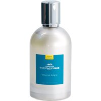 Clear bottle of Vanille Coco Eau de Toilette with blue label and silver cap, 100 ml, by Comptoir Sud Pacifique.